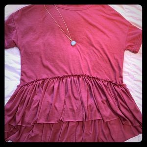 Oversized Wine Peplum Tee